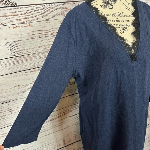 Amaryllis Dress lace detail dark navy half sleeve size 2X midi dress - Picture 5 of 8